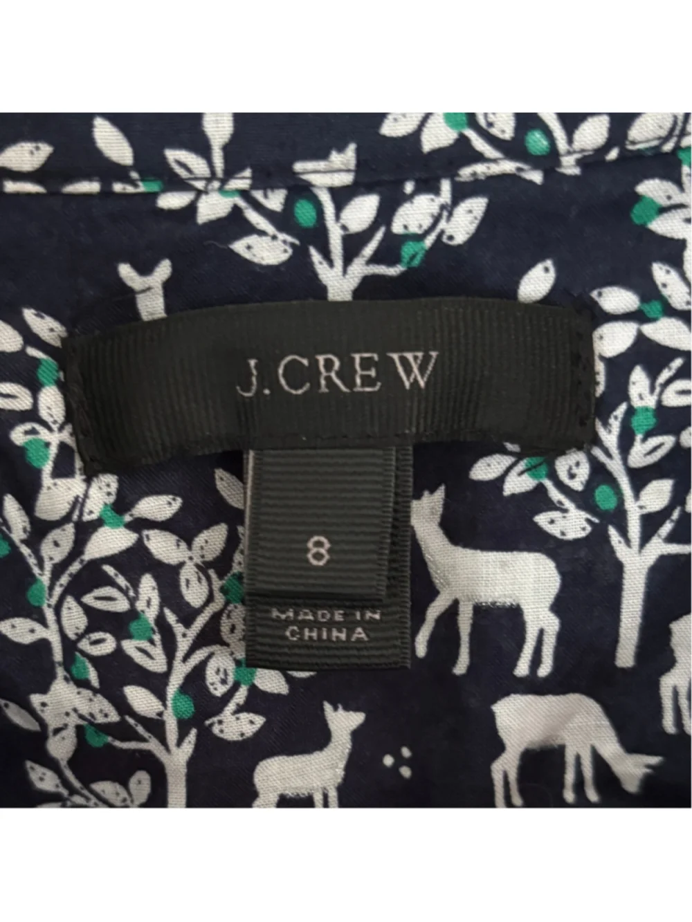 J. Crew Woodland Deer popover shirt SZ 8